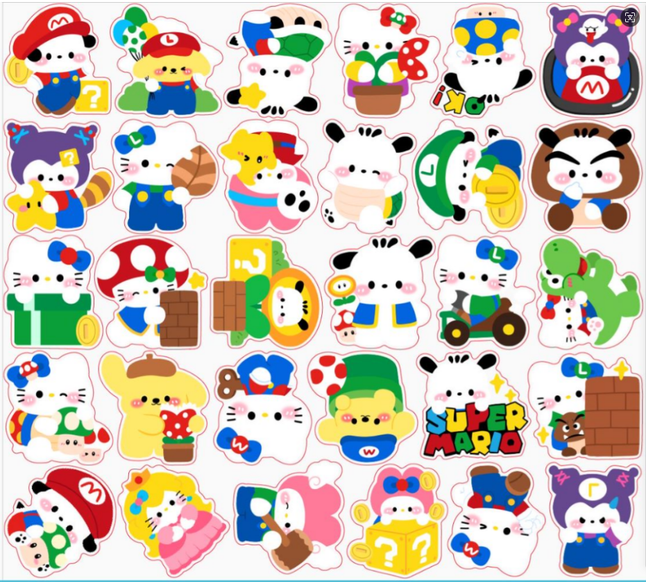 2/4cm Hand-drawn Mario Sanrio Characters - Acrylic