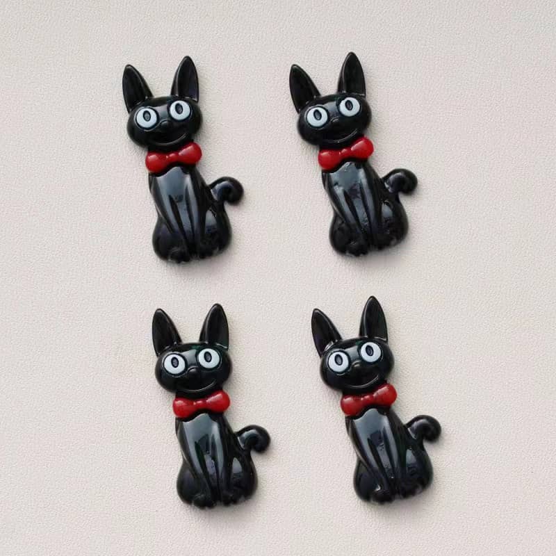 Girl and black cat decoration parts