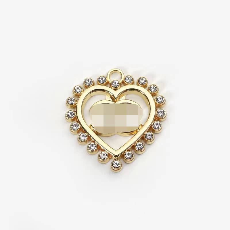 CC heart diamond metal cabochon with loop 30MM*30MM/Slow shipping