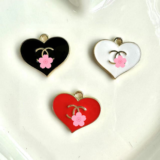 CC heart cabochon with loop 20*17mm / Slow shipping