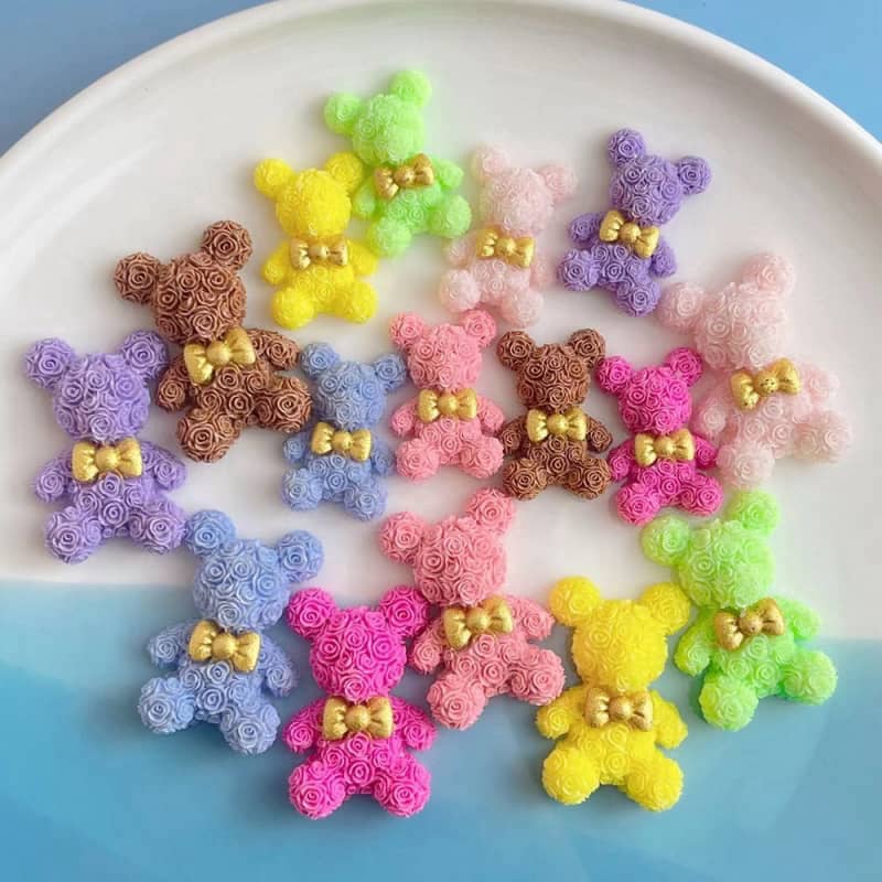 Small DIY rose bear decoration parts 10PCS