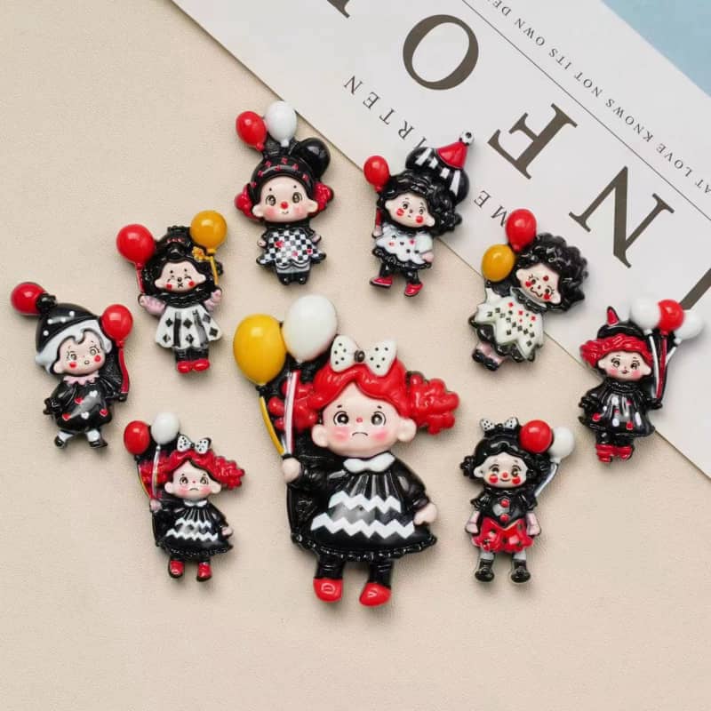 New Year Black and Red Girl Decoration Parts Small Diy 8PCS