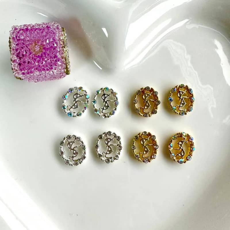 Round diamond ring YSL nail accessories 10*12MM / Slow shipping