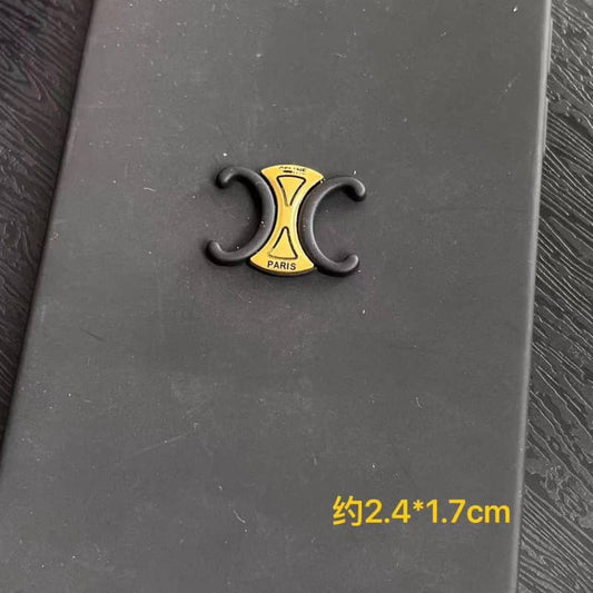 CE-LLEN Gold and Black Metal Cabochon 2.4*1.7CM / Slow Shipping