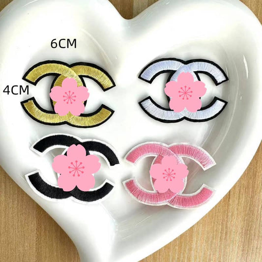 CC patch embroidery 4*6CM Color: Black, white, gold, PINK / Slow delivery