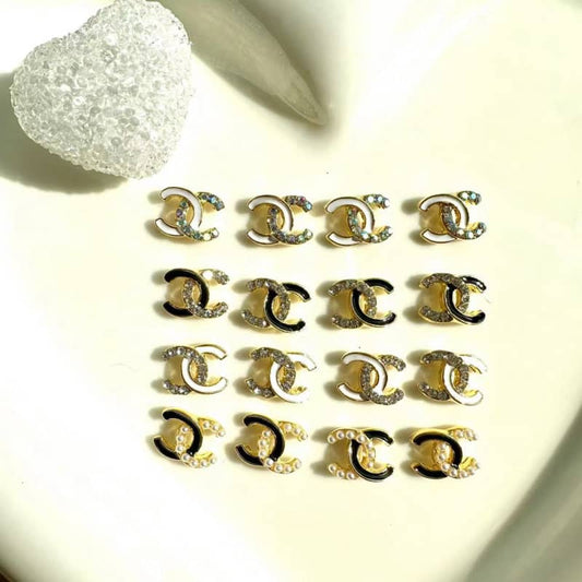 CC gold logo diamond / pearl CC nail parts 10*7MM / slow shipping