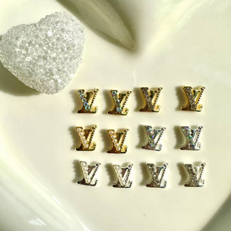 LL-VV single side diamond / LL-VV nail parts with pearl 7*8MM / slow shipping