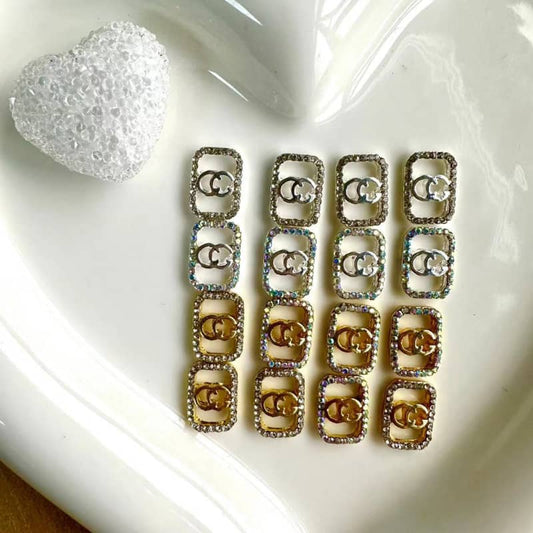 GG Gold and Silver Diamond Nail Parts 9*12MM