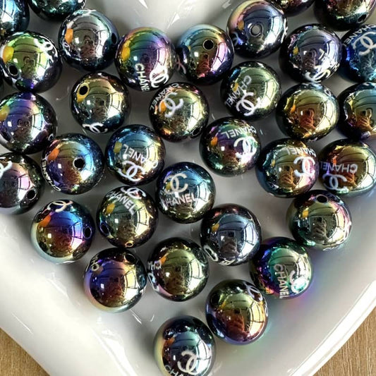 Clearance price Black mirror CC beads 20mm