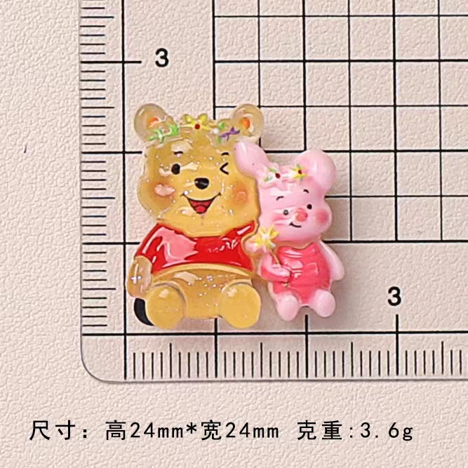 Luminous Winnie the Pooh decoration parts small DIY Victorian bear 10PCS