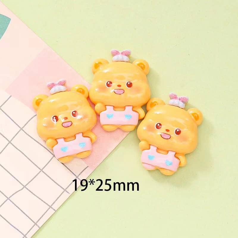 可愛い黄色クマデコパーツ小Diy16PCS