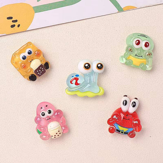 Transparent Sponge Bob Decorative Parts Small DIY 10PCS