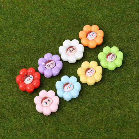 Flower labubu decoration parts small DIY 16PCS