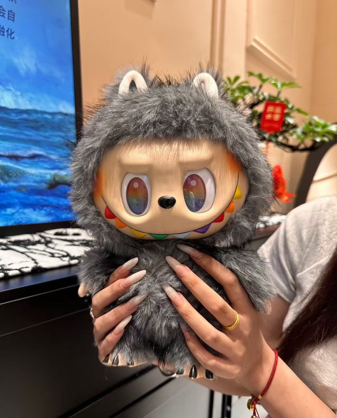 38CM black zimomo angel labubu