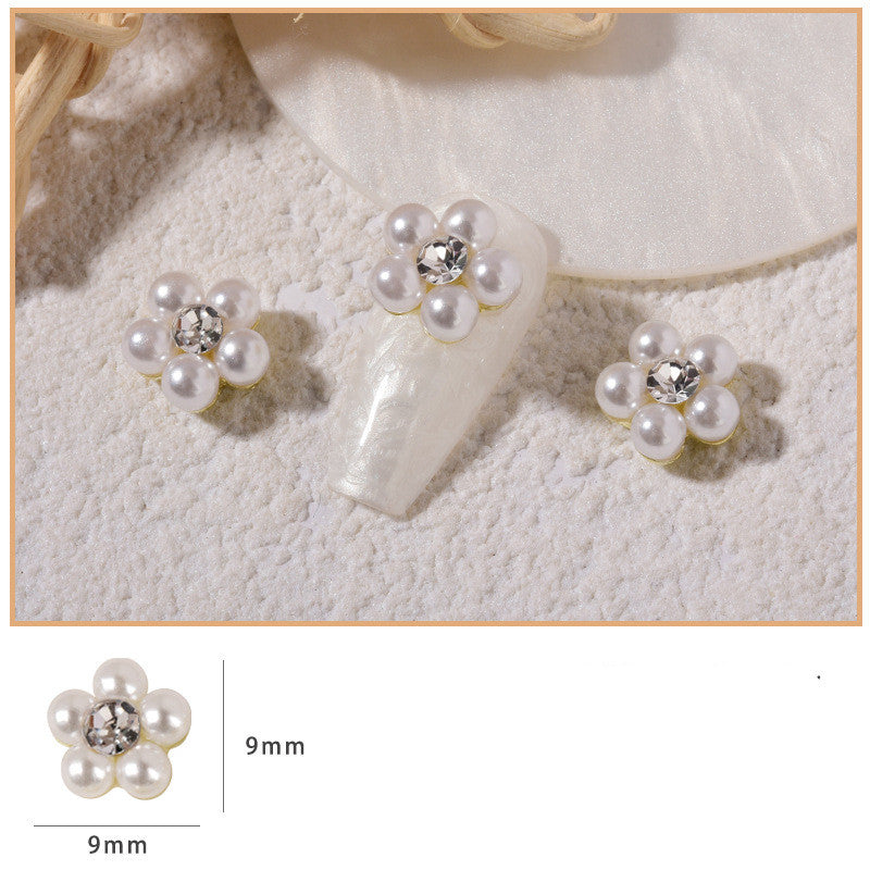 Vintage diamond pearl flower nail accessories