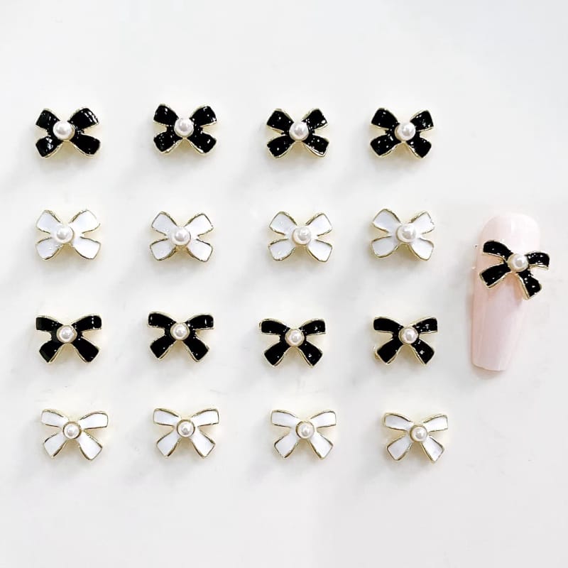 CC STYLE Pearl Ribbon Metal Ribbon Black and White