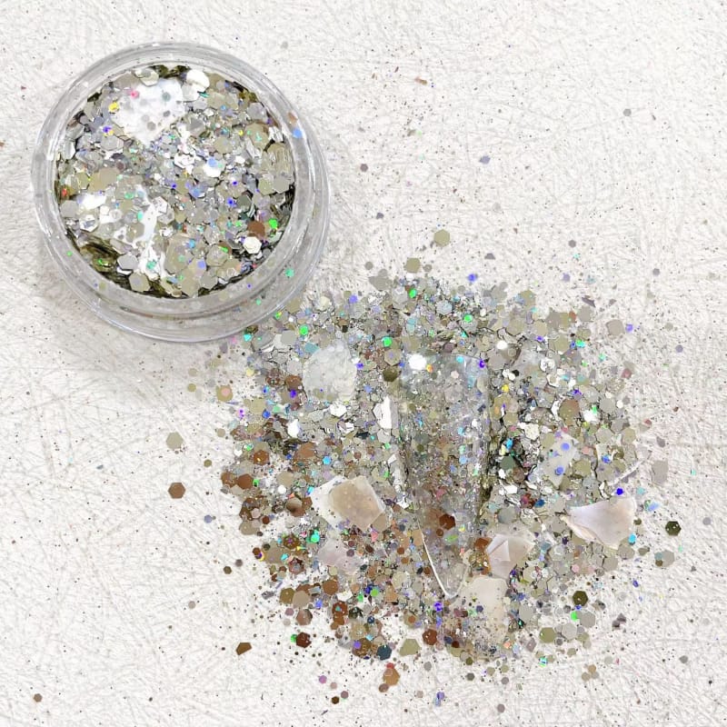 Super Sparkly Galaxy Hologram Crushed Stone Super Thin Irregular Chanel Nail Parts Sold in a Case