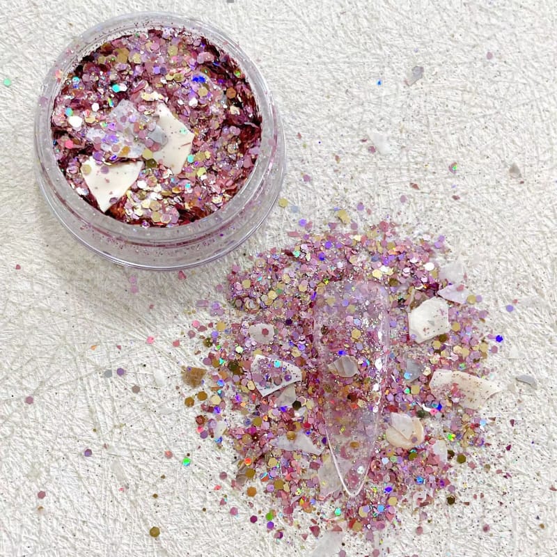 Super Sparkly Galaxy Hologram Crushed Stone Super Thin Irregular Chanel Nail Parts Sold in a Case